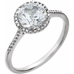Sterling Silver Lab-Grown White Sapphire & .01 CTW Natural Diamond Ring