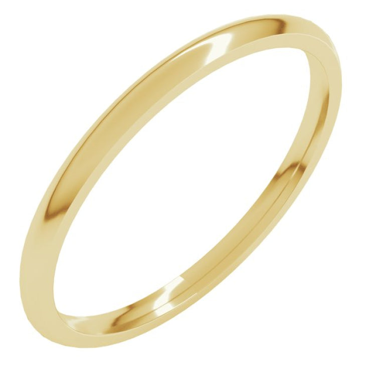 18K Yellow Gold 1.5 mm Lightweight Comfort-Fit Half Round Band Size 6.5