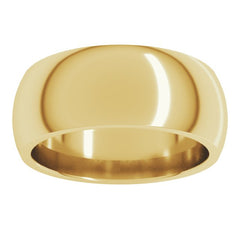 14K Yellow Gold 8 mm Comfort-Fit Half Round Band Size 12