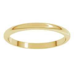 18K Yellow Gold 2 mm Half Round Band Size 6