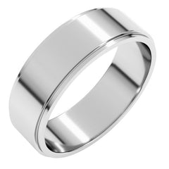 14K White Gold 6 mm Stepped-Edge Flat Band Size 12