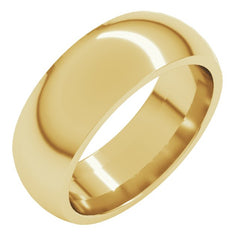 10K Yellow Gold 7 mm Comfort-Fit Half Round Band Size 5