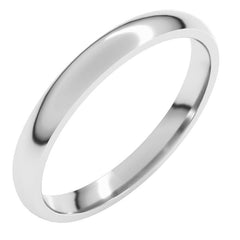 14K White Gold 2.5 mm Lightweight Comfort-Fit Half Round Band Size 8.5