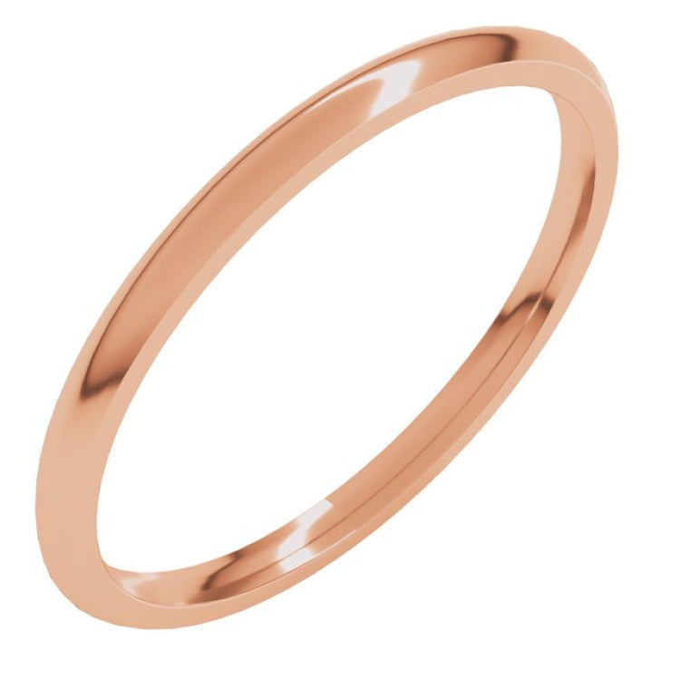 14K Rose Gold 1.5 mm Lightweight Comfort-Fit Half Round Band Size 4