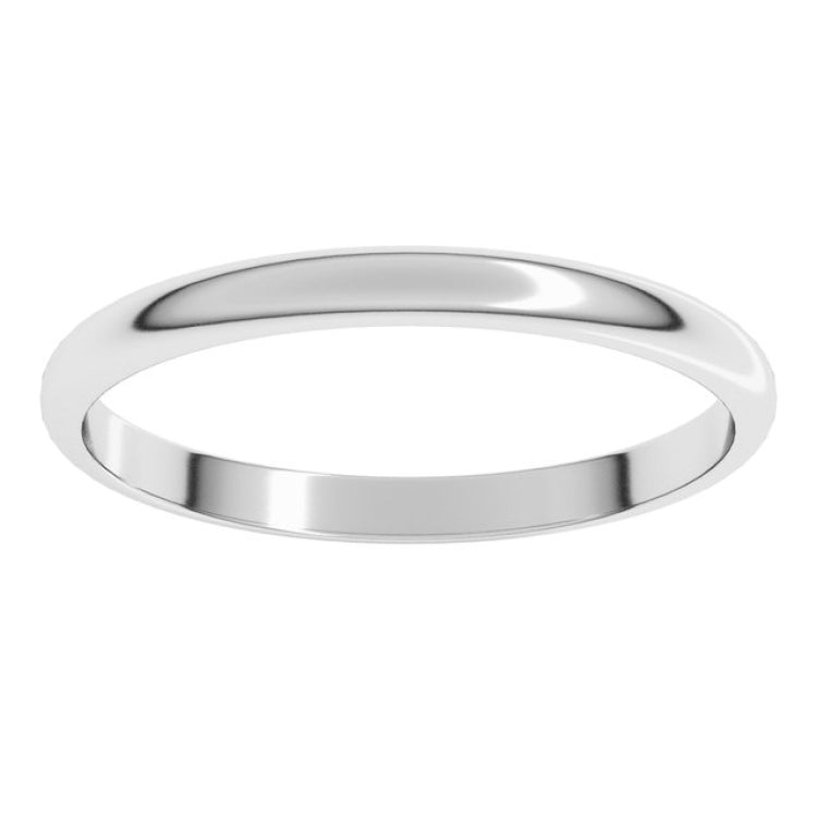 Sterling Silver 2 mm Lightweight Half Round Band Size 7