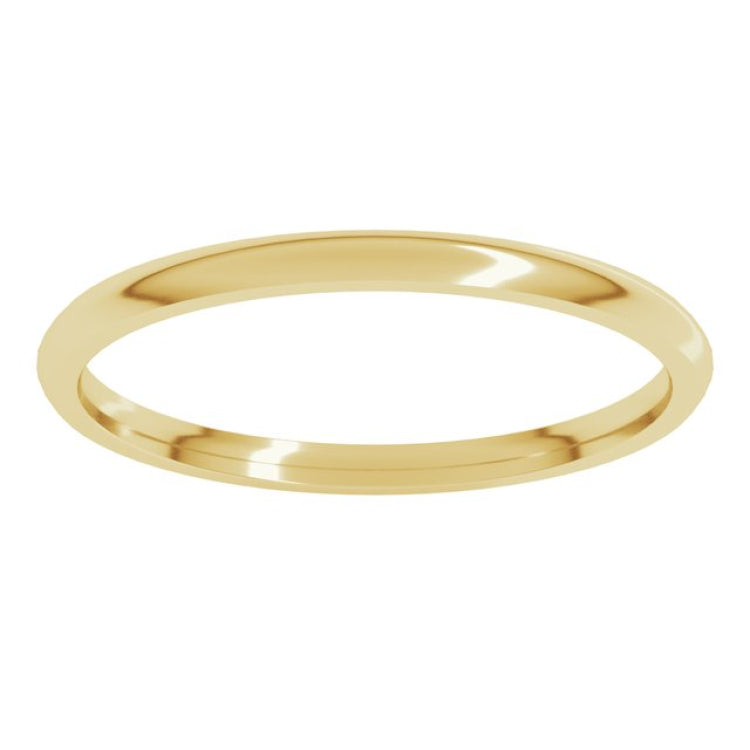 14K Yellow Gold 1.5 mm Lightweight Comfort-Fit Half Round Band Size 9.5