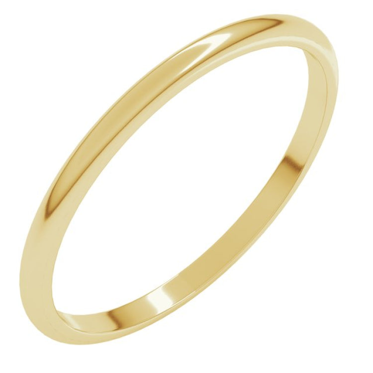 14K Yellow Gold 1.5 mm Lightweight Half Round Band Size 5