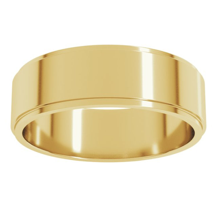 10K Yellow Gold 6 mm Stepped-Edge Flat Band Size 10.5