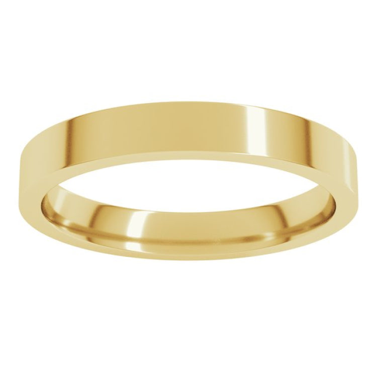 18K Yellow Gold 3 mm Flat Comfort Fit Light Band Size 9.5
