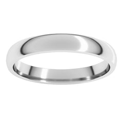 Platinum 3 mm Lightweight Comfort-Fit Half Round Band Size 7.5