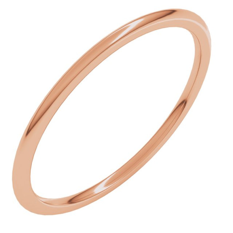 14K Rose Gold 1 mm Lightweight Comfort-Fit Half Round Band Size 5