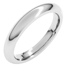 14K White Gold 3 mm Comfort-Fit Half Round Band Size 10.5