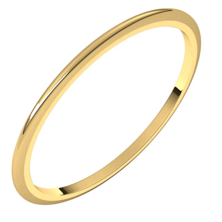14K Yellow Gold 1 mm Half Round Band Size 3