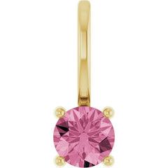 14K Yellow Gold Imitation Pink Tourmaline Solitaire Charm/Pendant