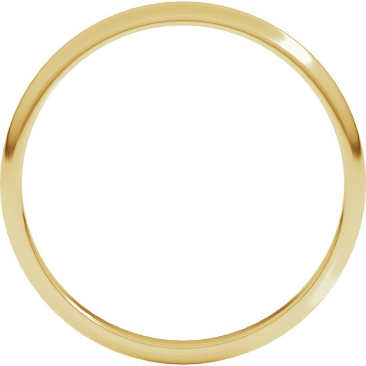 10K Yellow Gold 2 mm Lightweight Half Round Band Size 3