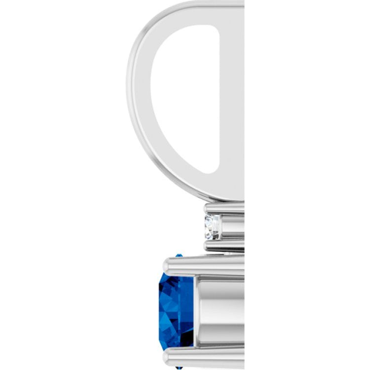 14K White Gold Lab-Grown Blue Sapphire & .015 CT Natural Diamond Charm/Pendant