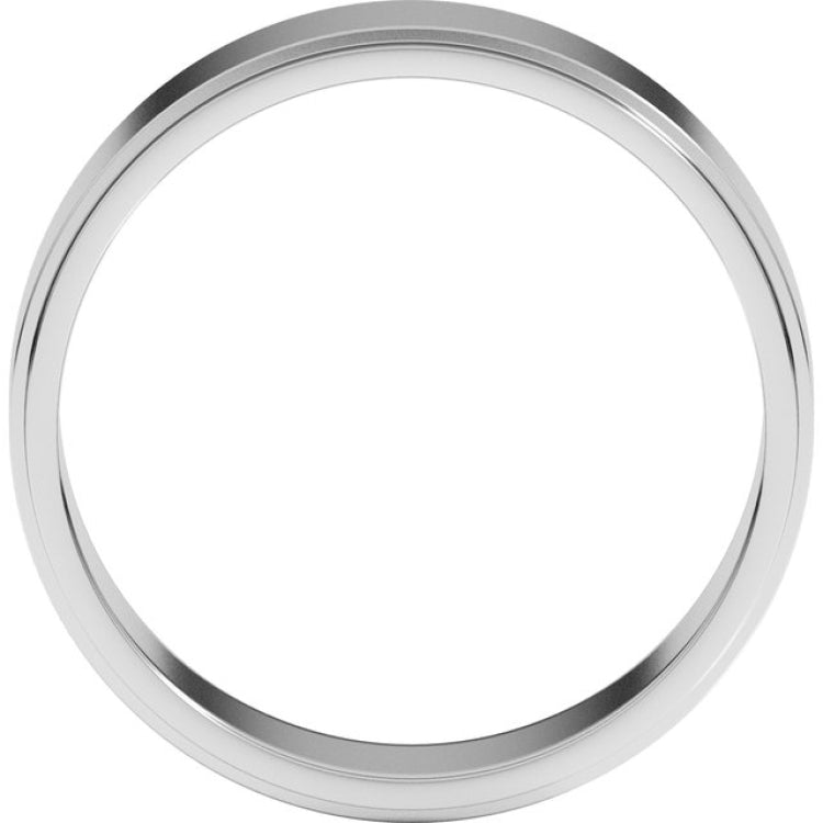 10K White Gold 6 mm Stepped-Edge Flat Band Size 10.5