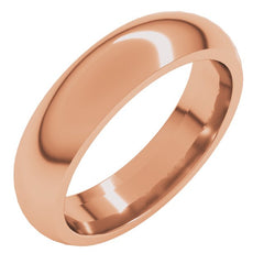 14K Rose Gold 5 mm Comfort-Fit Half Round Band Size 6