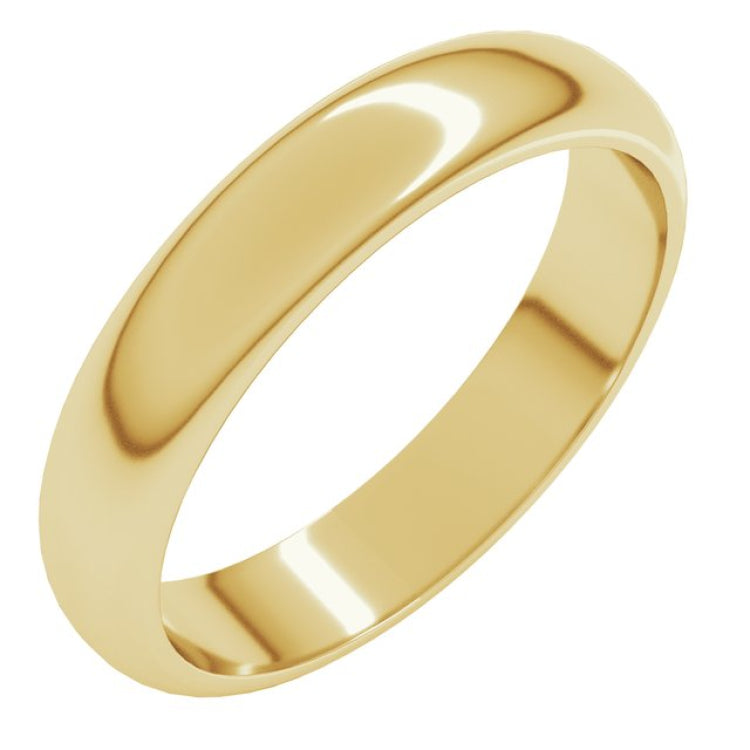 14K Yellow Gold 4 mm Half Round Band Size 8