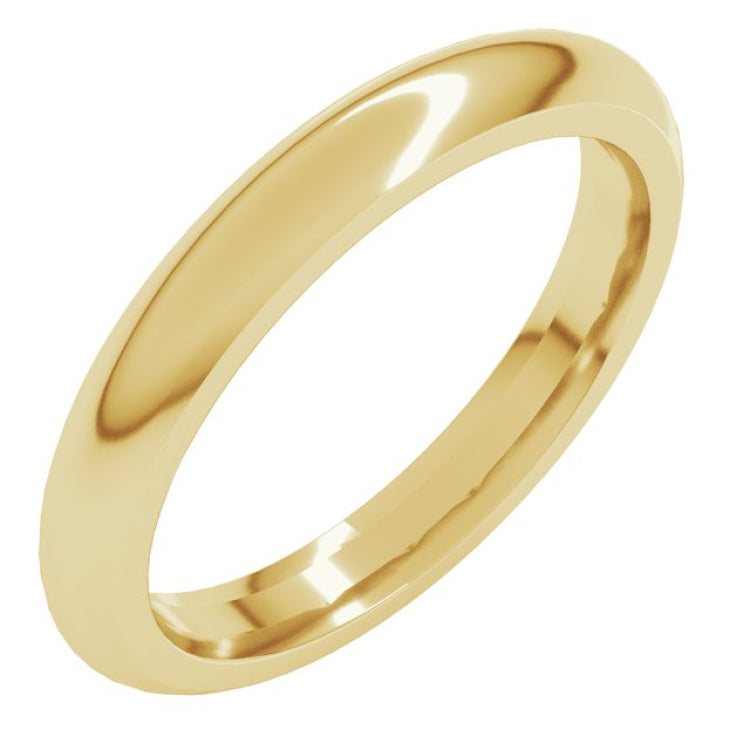 10K Yellow Gold 3 mm Comfort-Fit Half Round Band Size 6