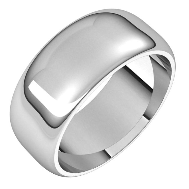 14K White Gold 8 mm Half Round Band Size 10.5
