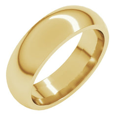 18K Yellow Gold 6 mm Comfort-Fit Half Round Band Size 8.5