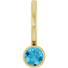 14K Yellow Gold Natural Blue Zircon Charm/Pendant