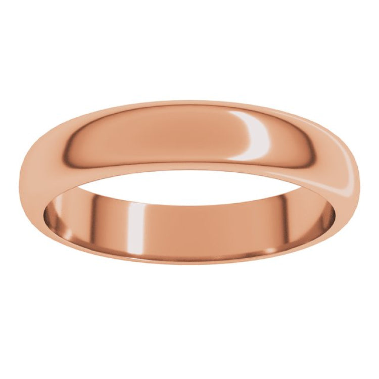 14K Rose Gold 4 mm Half Round Band Size 6.5