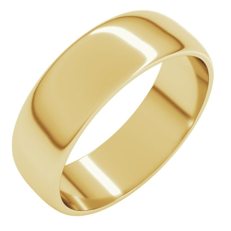 14K Yellow Gold 6 mm Lightweight Half Round Band Size 7.5