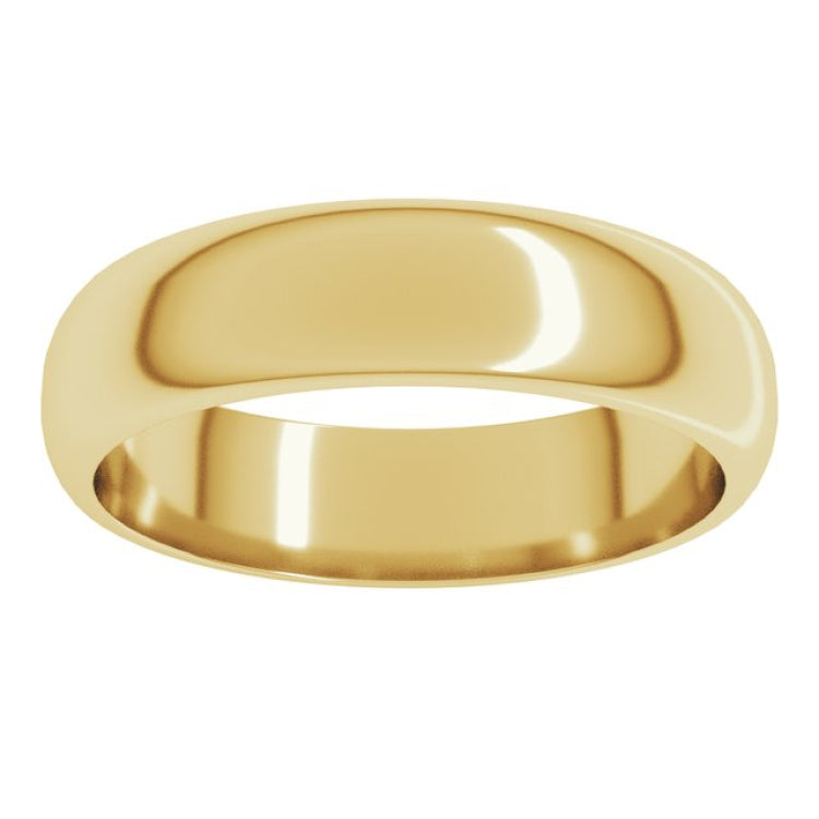 18K Yellow Gold 5 mm Half Round Band Size 8.5