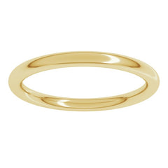 10K Yellow Gold 2 mm Comfort-Fit Full Round Band Size 6.5