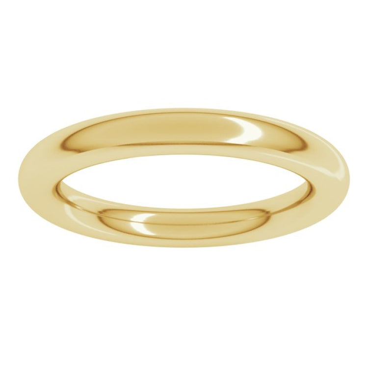 14K Yellow Gold 3 mm Comfort-Fit Full Round Band Size 6