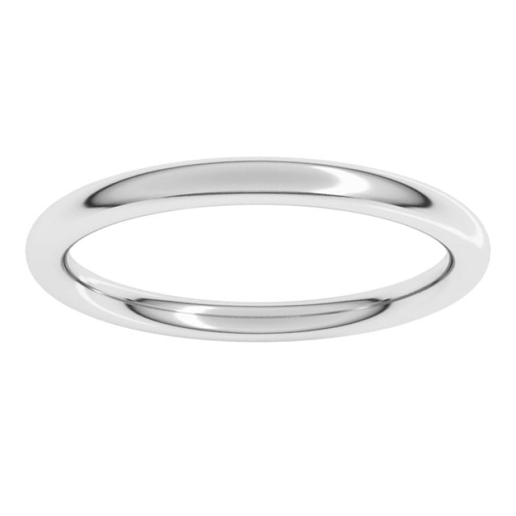 14K White Gold 2 mm Comfort-Fit Full Round Band Size 7