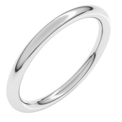18K White Gold 2 mm Comfort-Fit Full Round Band Size 7