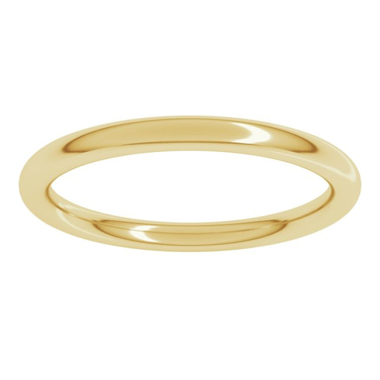 14K Yellow Gold 2 mm Comfort-Fit Full Round Band Size 9