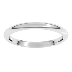 14K White Gold 2 mm Comfort-Fit Half Round Band Size 7.5