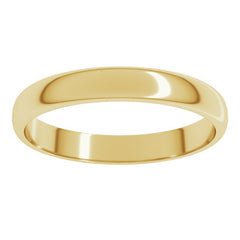 14K Yellow Gold 3 mm Lightweight Half Round Band Size 5
