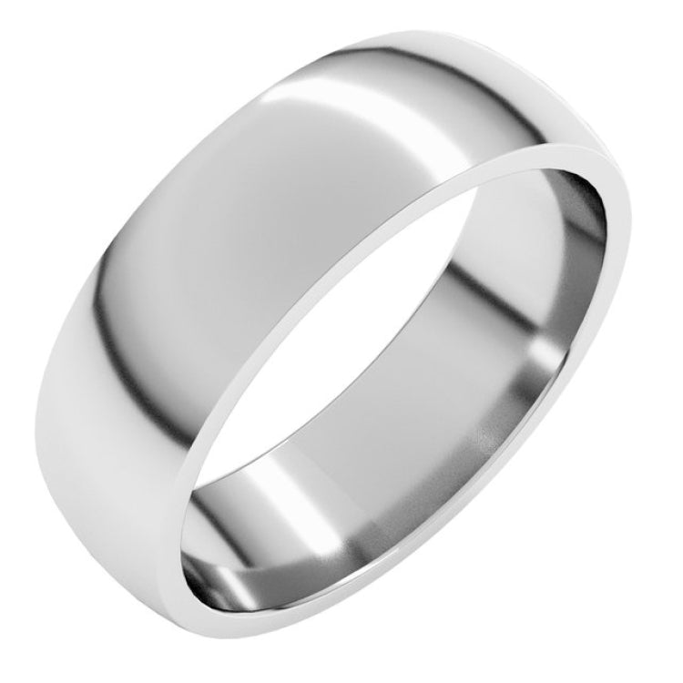 14K White Gold 6 mm Lightweight Comfort-Fit Half Round Band Size 13