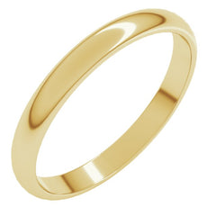 14K Yellow Gold 2.5 mm Lightweight Half Round Band Size 5.5