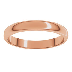 14K Rose Gold 3 mm Half Round Band Size 7