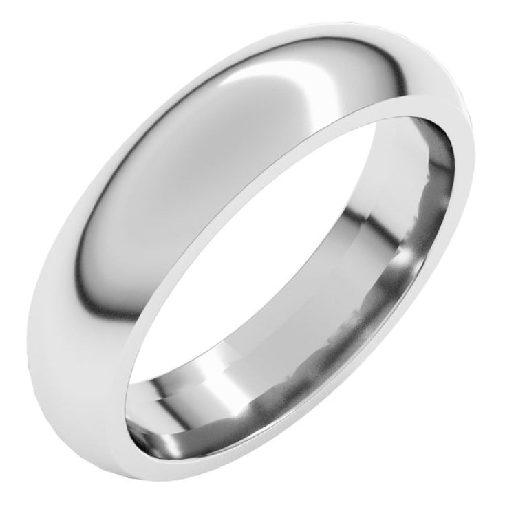 14K White Gold 5 mm Comfort-Fit Half Round Band Size 9