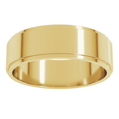 14K Yellow Gold 6 mm Stepped-Edge Flat Band Size 9