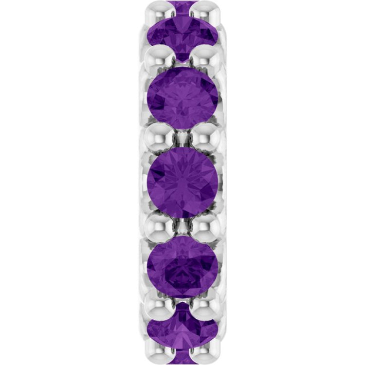 14K White Gold Natural Amethyst Spacer Charm/Pendant