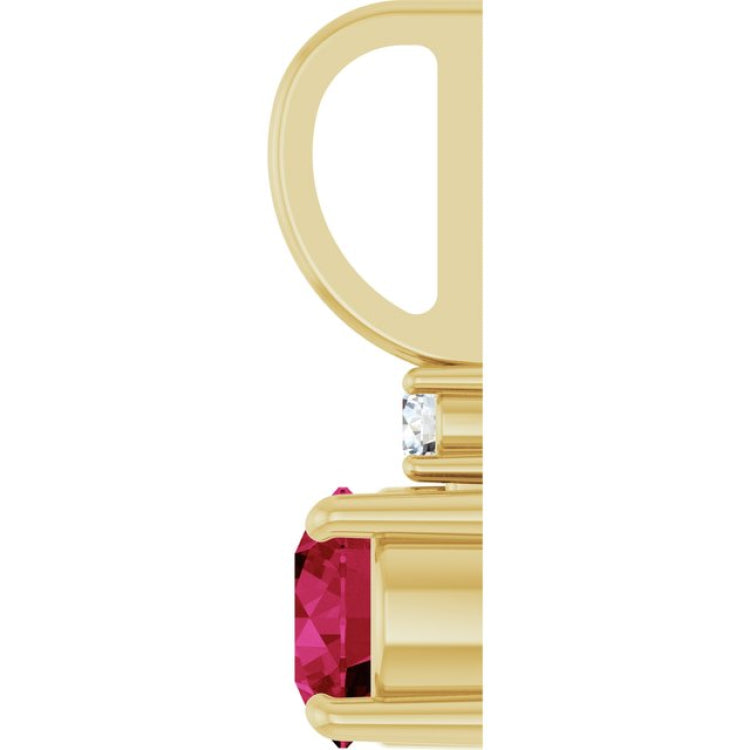 14K Yellow Gold Natural Ruby & .03 CT Natural Diamond Charm/Pendant