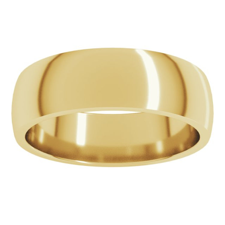 14K Yellow Gold 6 mm Lightweight Comfort-Fit Half Round Band Size 10