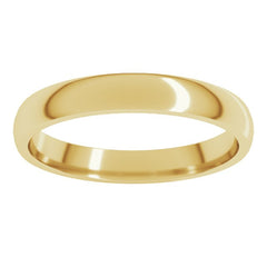 14K Yellow Gold 3 mm Lightweight Comfort-Fit Half Round Band Size 8.5