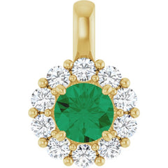 14K Yellow Gold Lab-Grown Emerald & 1/3 CTW Lab-Grown Diamond Pendant