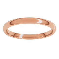 14K Rose Gold 2 mm Lightweight Comfort-Fit Half Round Band Size 6