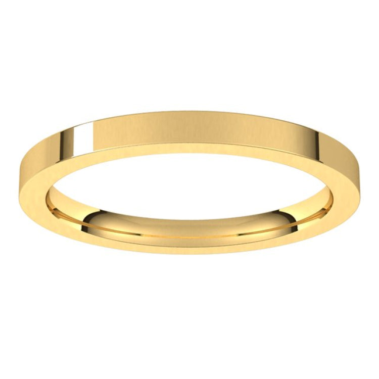 14K Yellow Gold 2 mm Comfort-Fit Flat Band Size 7.5