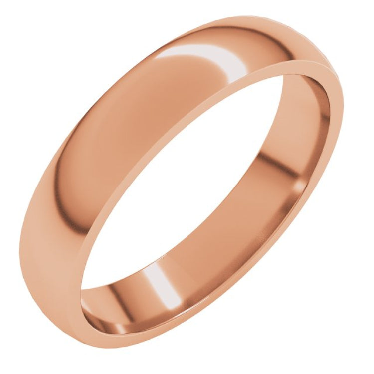 14K Rose Gold 4 mm Lightweight Comfort-Fit Half Round Band Size 10
